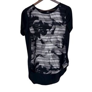 Mossimo Supply Co Black and Gray Dressy Extra Long Short Sleeve Top